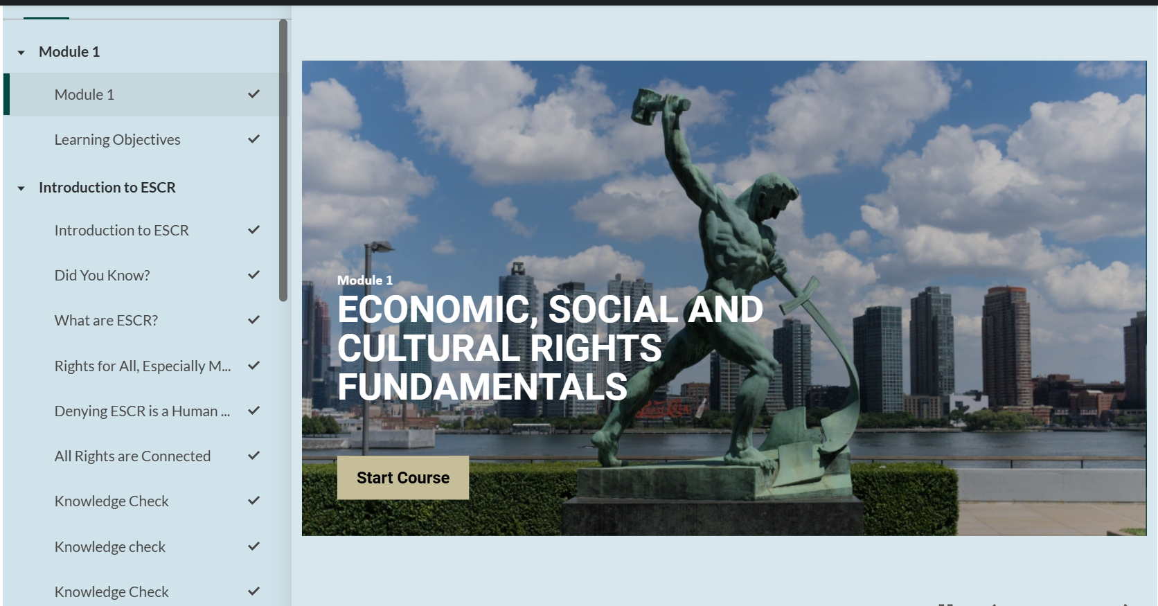 E-learning screenshot